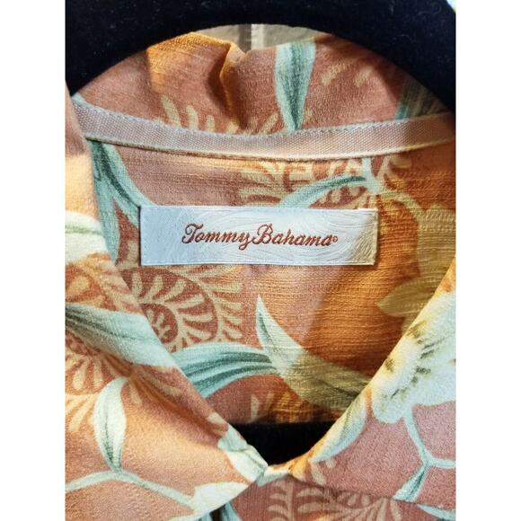 Tommy Bahama Mens Medium Terracotta Floral Hawaiian‎ 100% Silk Shirt - Picture 3 of 9